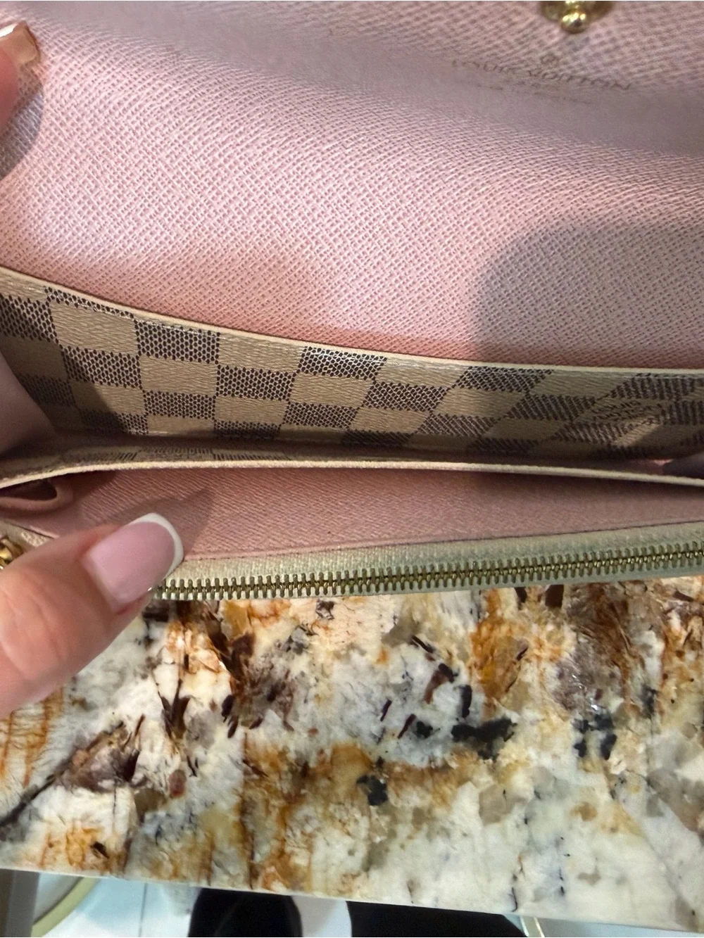 Louis Vuitton Damier Azur Long Wallet in Cream, Light Gray & Pink - Picture 6 of 6